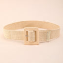  Bohemian Woven Square Buckle Wide Belt