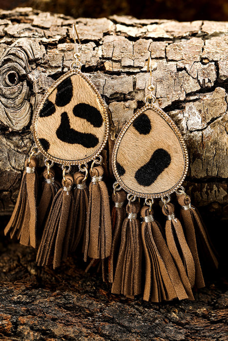 Boho Leopard Tasseled Hook Earrings