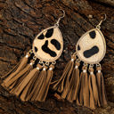  Boho Leopard Tasseled Hook Earrings