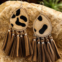  Boho Leopard Tasseled Hook Earrings