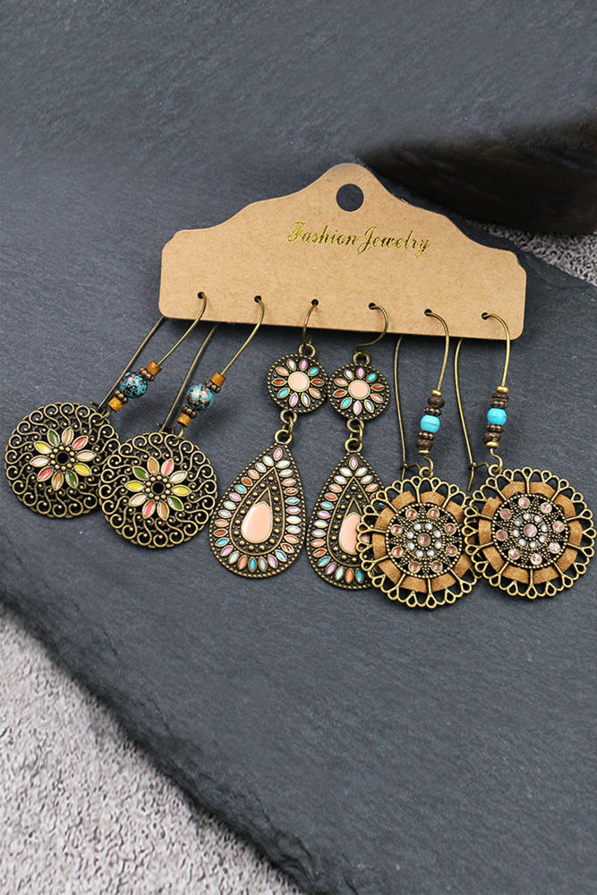 Boho Retro Hollow Dangle Earrings Set