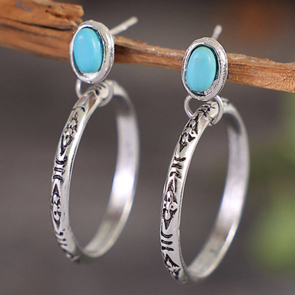 Bold Ring Turquoise Stud Earrings