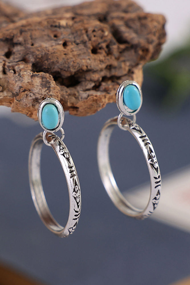 Bold Ring Turquoise Stud Earrings