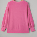  Bonbon Spiral Ribbed Exposed Seam Detail Plus Size Long Sleeve Top