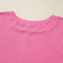  Bonbon Spiral Ribbed Exposed Seam Detail Plus Size Long Sleeve Top