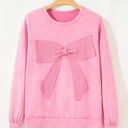  Bonbon Waffle Bowknot Patchwork Graphic Mineral Wash Plus Size Sweatshirt