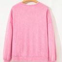  Bonbon Waffle Bowknot Patchwork Graphic Mineral Wash Plus Size Sweatshirt