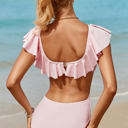  Bonnie Ruffle Overlapping Backless One-piece Swimwear