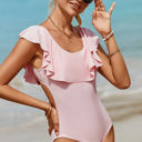  Bonnie Ruffle Overlapping Backless One-piece Swimwear