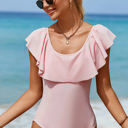  Bonnie Ruffle Overlapping Backless One-piece Swimwear