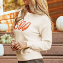  Boo Knitted Pattern Ribbed Edge Sweater