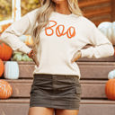  Boo Knitted Pattern Ribbed Edge Sweater