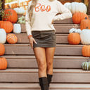  Boo Knitted Pattern Ribbed Edge Sweater
