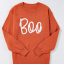  Boo Knitted Pattern Ribbed Edge Sweater