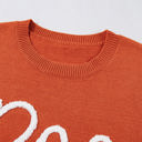  Boo Knitted Pattern Ribbed Edge Sweater