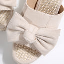  Bow Knot Decor Woven Wedge Slippers