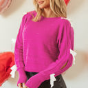  Bow Knot Round Neck Loose Sweater