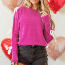 Rose Red Large Bow Knot Round Neck Loose Sweater