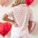  Bow Short Sleeve and Ruffled Shorts Pajama Set