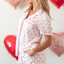  Bow Short Sleeve and Ruffled Shorts Pajama Set