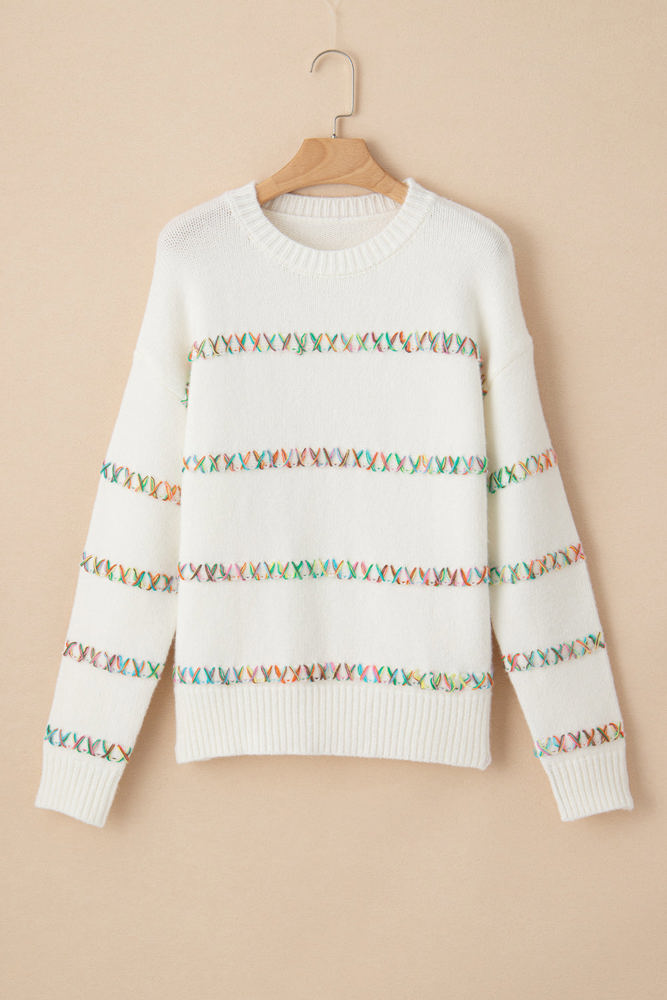 Braelyn Colorful Crossed Stitch Sweater