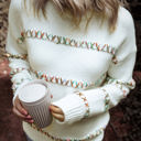  Braelyn Colorful Crossed Stitch Sweater