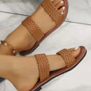  Braided Double Band Leathered Flat Slippers