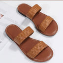  Braided Double Band Leathered Flat Slippers