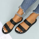  Braided Double Band Leathered Flat Slippers