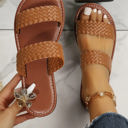 Chestnut Size 8.5 Braided Double Band Leathered Flat Slippers