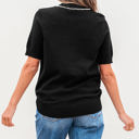  Bria Pearl Bow Short Sleeve Knitted Top