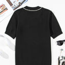  Bria Pearl Bow Short Sleeve Knitted Top