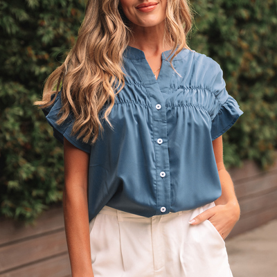 Briana Ruched Short Sleeve Shirt
