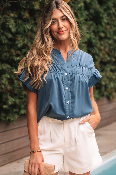 Briana Ruched Short Sleeve Shirt
