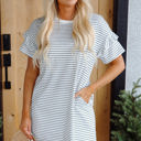  Briana Stripe Ruffled Short Sleeve T Shirt Dress