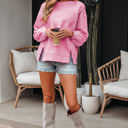  Brianna Lace Bow Embroidered Exposed Seam Sweatshirt