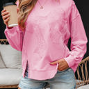  Brianna Lace Bow Embroidered Exposed Seam Sweatshirt
