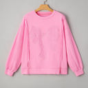  Brianna Lace Bow Embroidered Exposed Seam Sweatshirt
