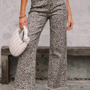  Brianna Leopard Frayed Edge Wide Leg High Waist Jeans