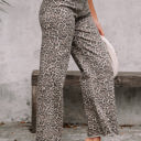  Brianna Leopard Frayed Edge Wide Leg High Waist Jeans