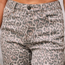  Brianna Leopard Frayed Edge Wide Leg High Waist Jeans