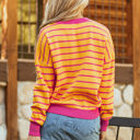  Briar Stripe Trimmed Round Neck Loose Sweater