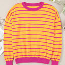  Briar Stripe Trimmed Round Neck Loose Sweater