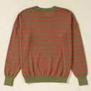  Briar Stripe Trimmed Round Neck Loose Sweater