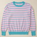 Pink Stripe Large Briar Stripe Trimmed Round Neck Loose Sweater