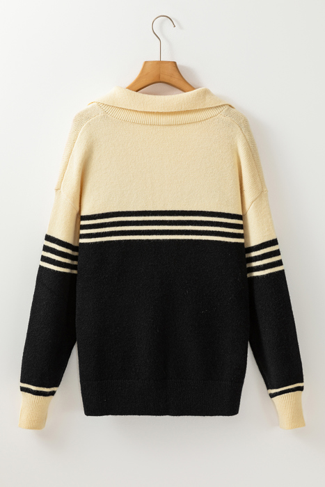 Briella Colorblock Stripe Collared Sweater