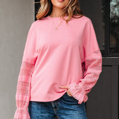 Brielle Lace Ruffled Sleeve Patchwork Loose Sweatshirt