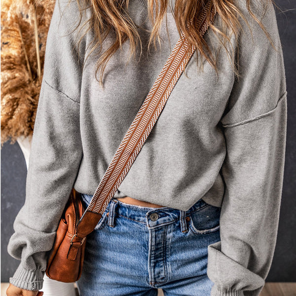 Brielle Turtleneck Drop Shoulder Bubble Sleeve Knit Sweater