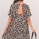  Brinley Cheetah Backless V Neck Loose Fit Mini Dress