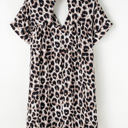  Brinley Cheetah Backless V Neck Loose Fit Mini Dress